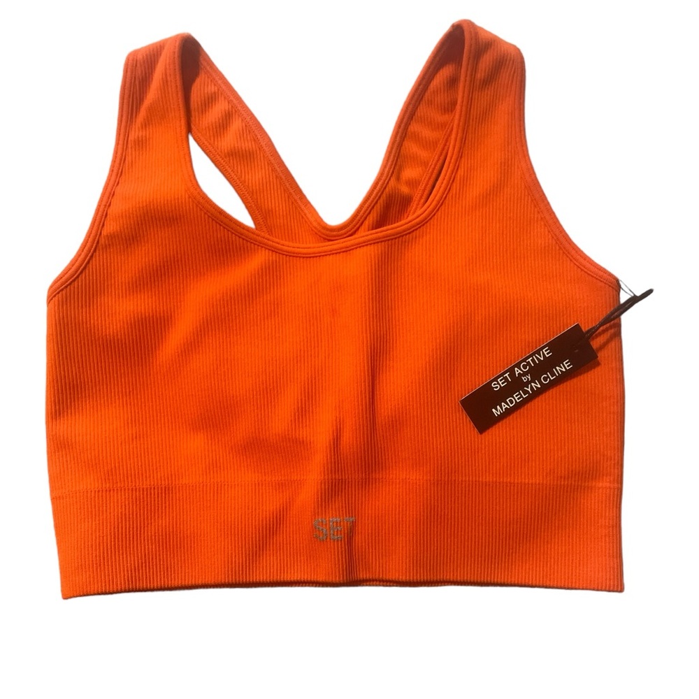 NWT! SET ACTIVE x Madelyn Cline sports bra sz medium, orange